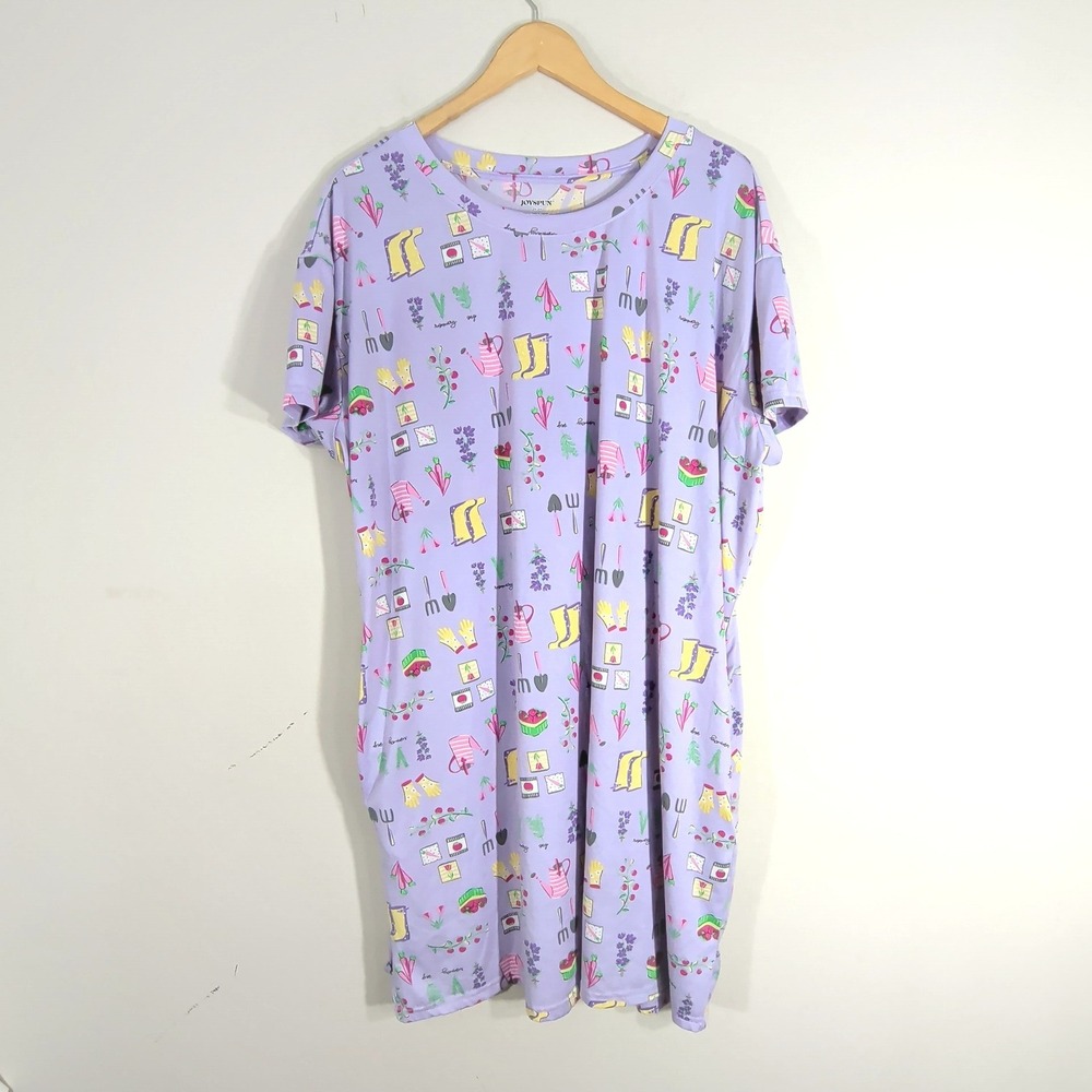 Garden Theme Lavender Purple Nightgown/Shirt/Dress; Short Sleeve; NWOT